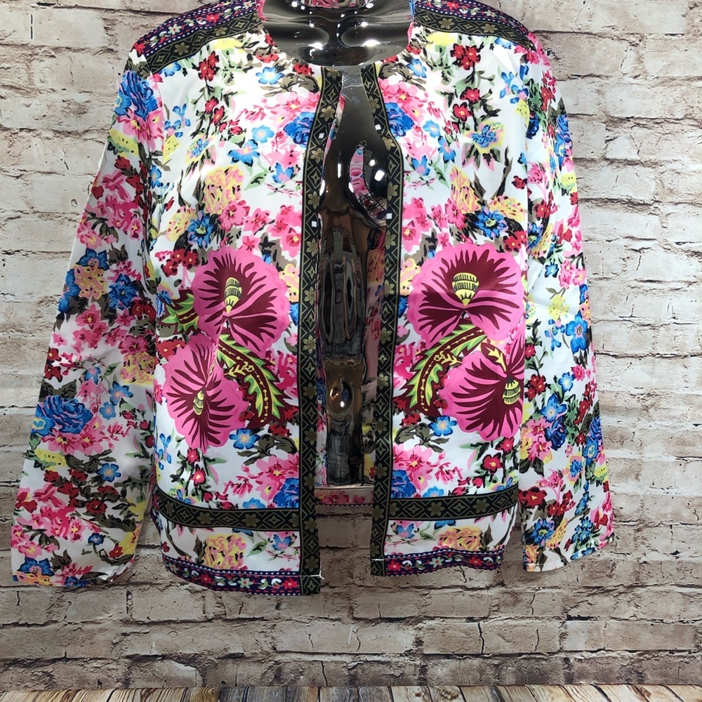 Boutique floral contrasting trim open cardigan xl‎ - Picture 3 of 5